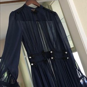 Nasty gal dark blue chiffon see through dress